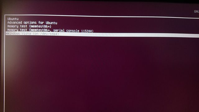 Ubuntuのブートローダー画面
